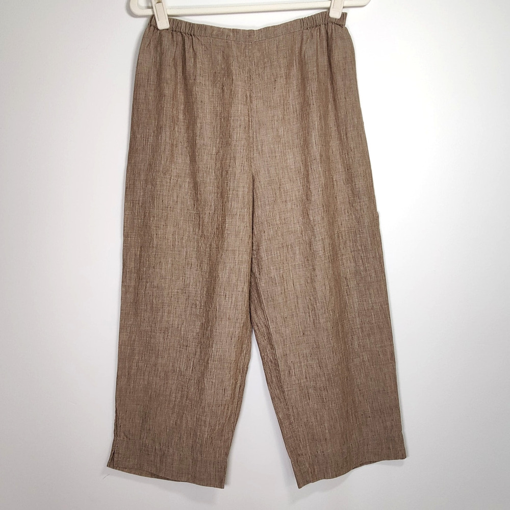 J Jill Flax Linen Pull On Pants MP Lagenlook Neutral Relaxed Boho Coastal